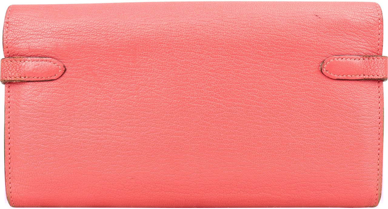Hermès Hermès Bubble Gum Mysore Leather Kelly Wallet Rood