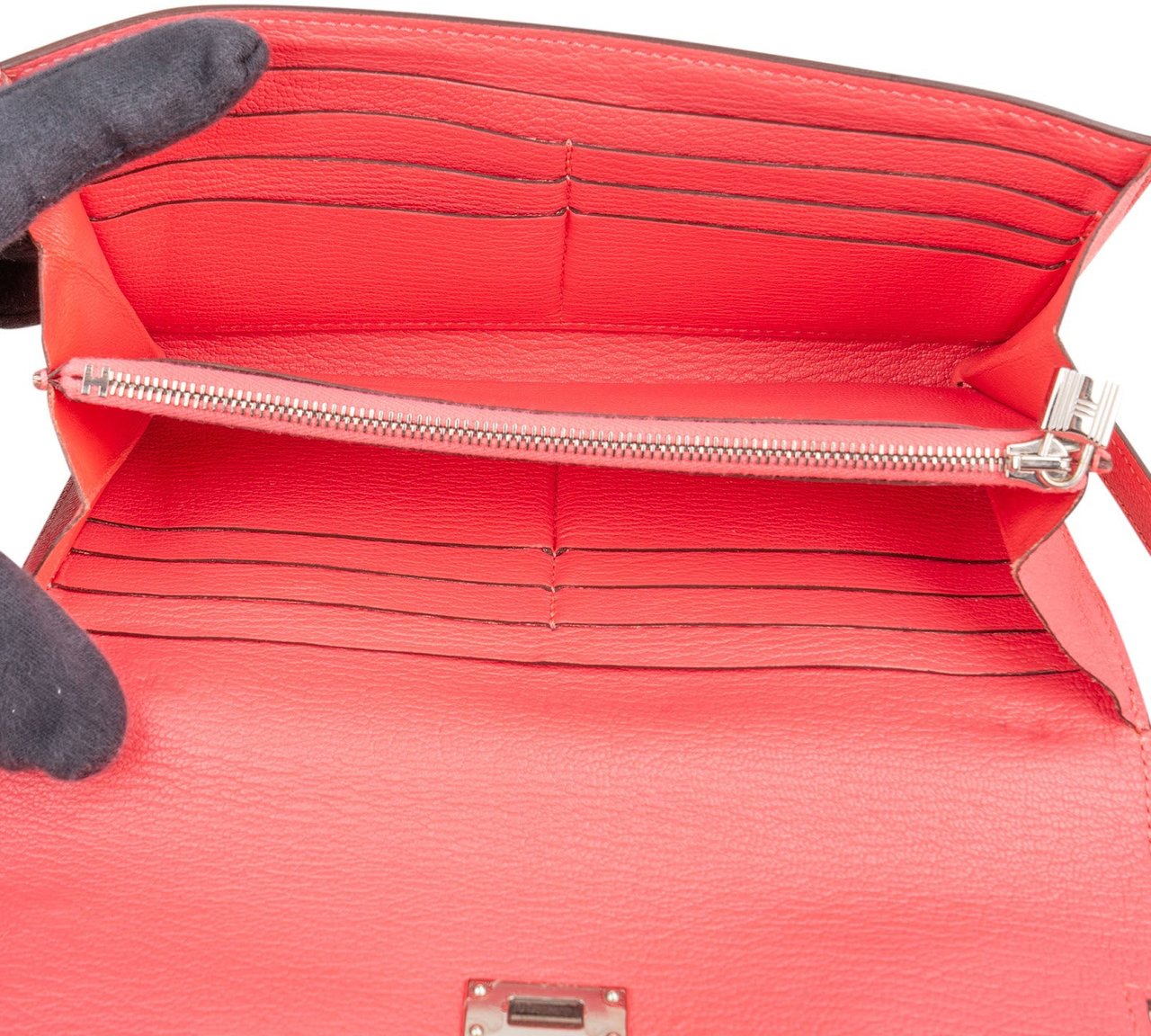 Hermès Hermès Bubble Gum Mysore Leather Kelly Wallet Rood