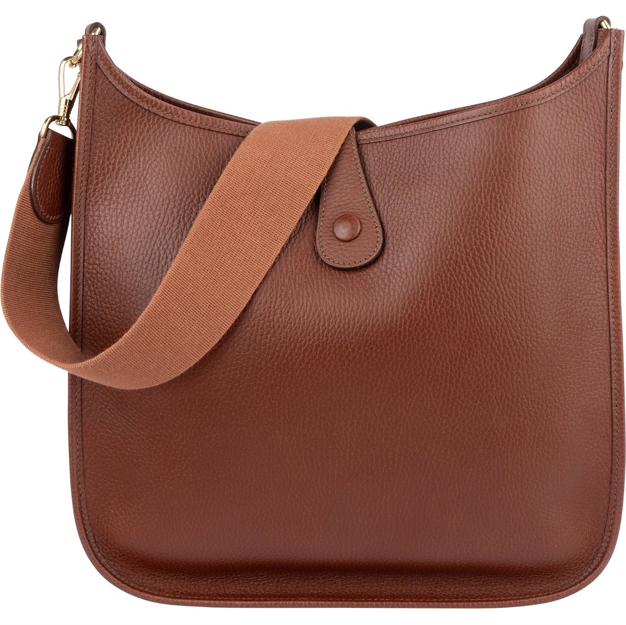 Hermès Hermès Brun Ardennes Leather Evelyne GM Crossbody Bag Bruin