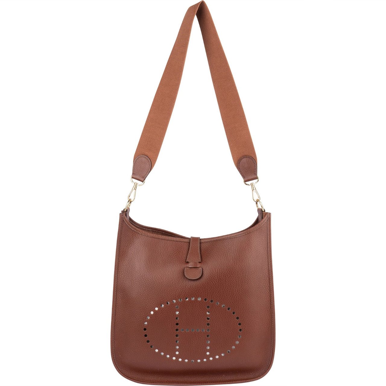 Hermès Hermès Brun Ardennes Leather Evelyne GM Crossbody Bag Bruin