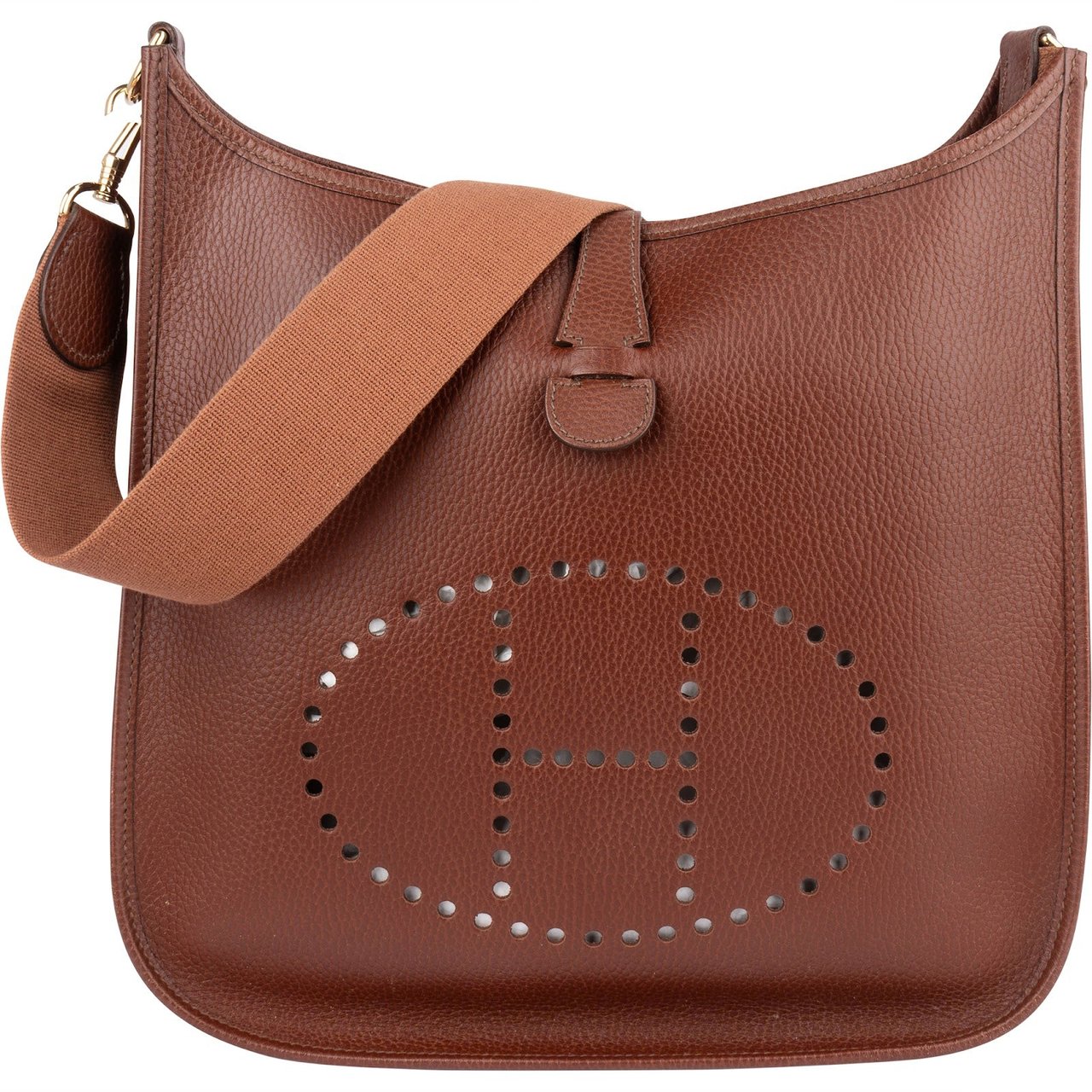 Hermès Hermès Brun Ardennes Leather Evelyne GM Crossbody Bag Bruin