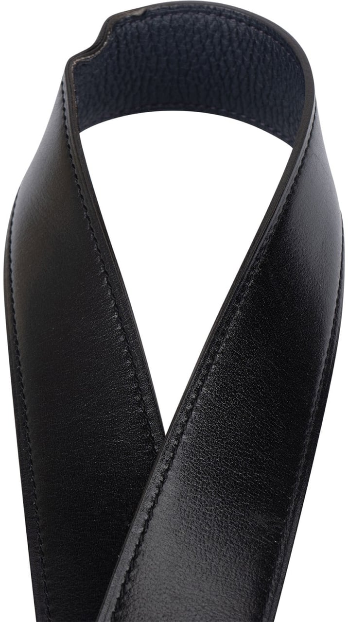 Hermès Hermès Bicolor Black & Blue Leather Reversible H Belt (85) Zwart