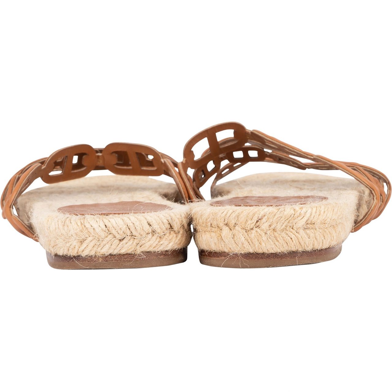 Hermès Hermès Brown Leather Thalassa Espadrille Sandals (39) Bruin