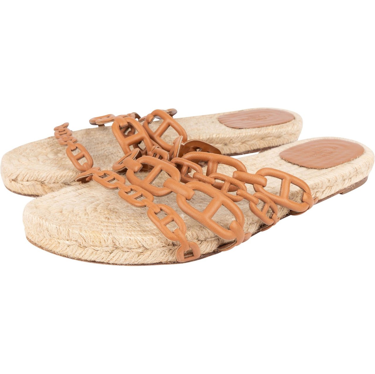 Hermès Hermès Brown Leather Thalassa Espadrille Sandals (39) Bruin