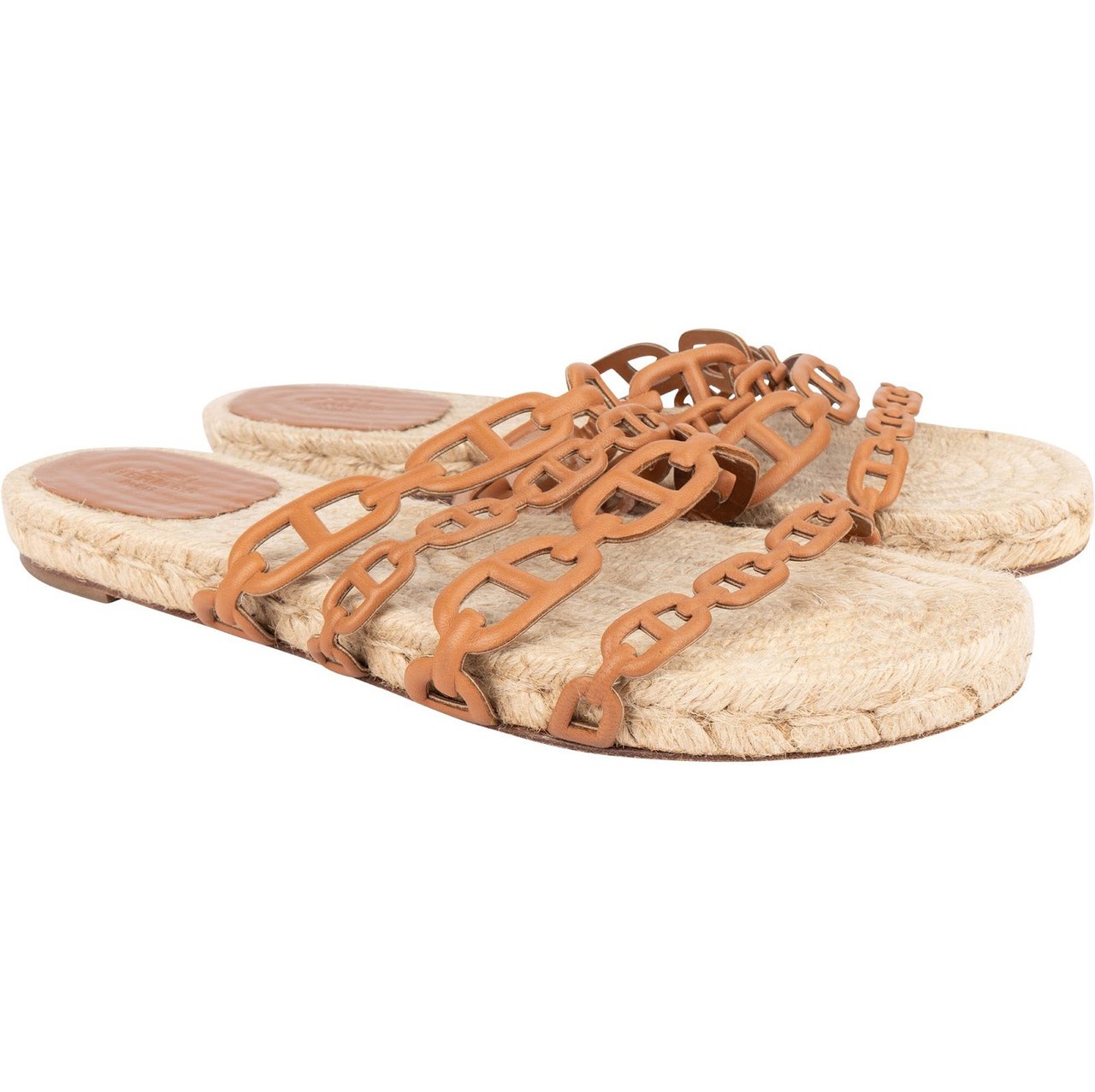 Hermès Hermès Brown Leather Thalassa Espadrille Sandals (39) Bruin
