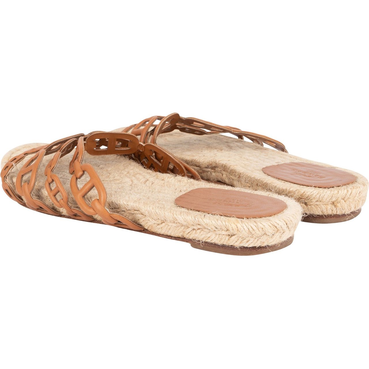 Hermès Hermès Brown Leather Thalassa Espadrille Sandals (39) Bruin