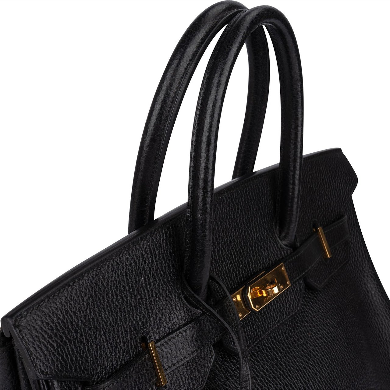 Hermès Hermès Noir Leather Birkin 35 Handbag Zwart