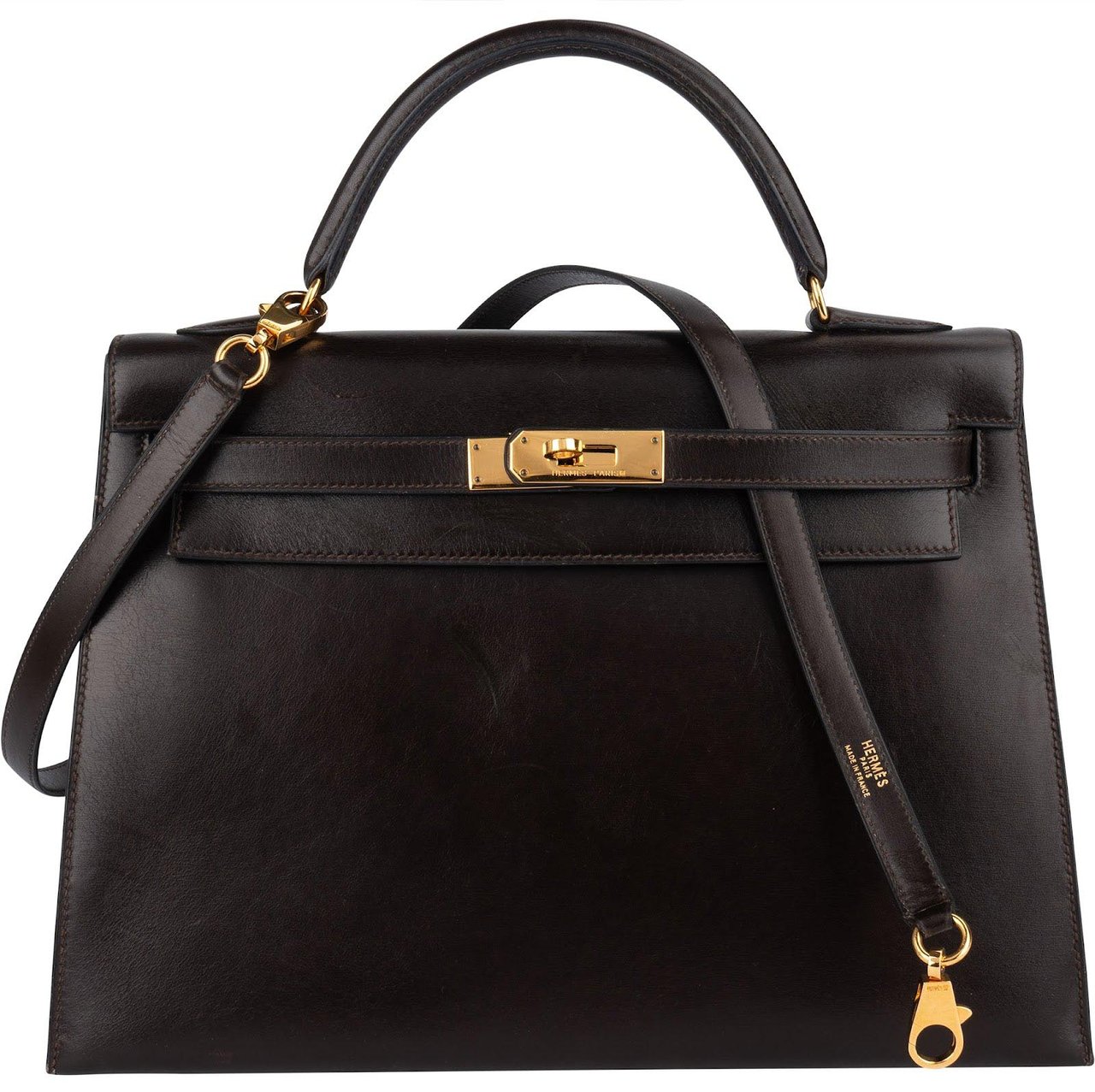 Hermès Hermès Box Calf Leather Kelly 32 Handbag Bruin