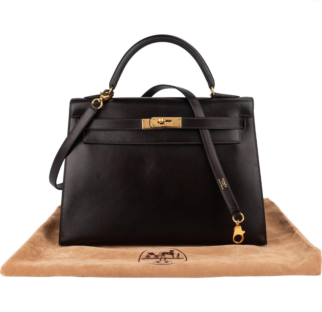 Hermès Hermès Box Calf Leather Kelly 32 Handbag Bruin