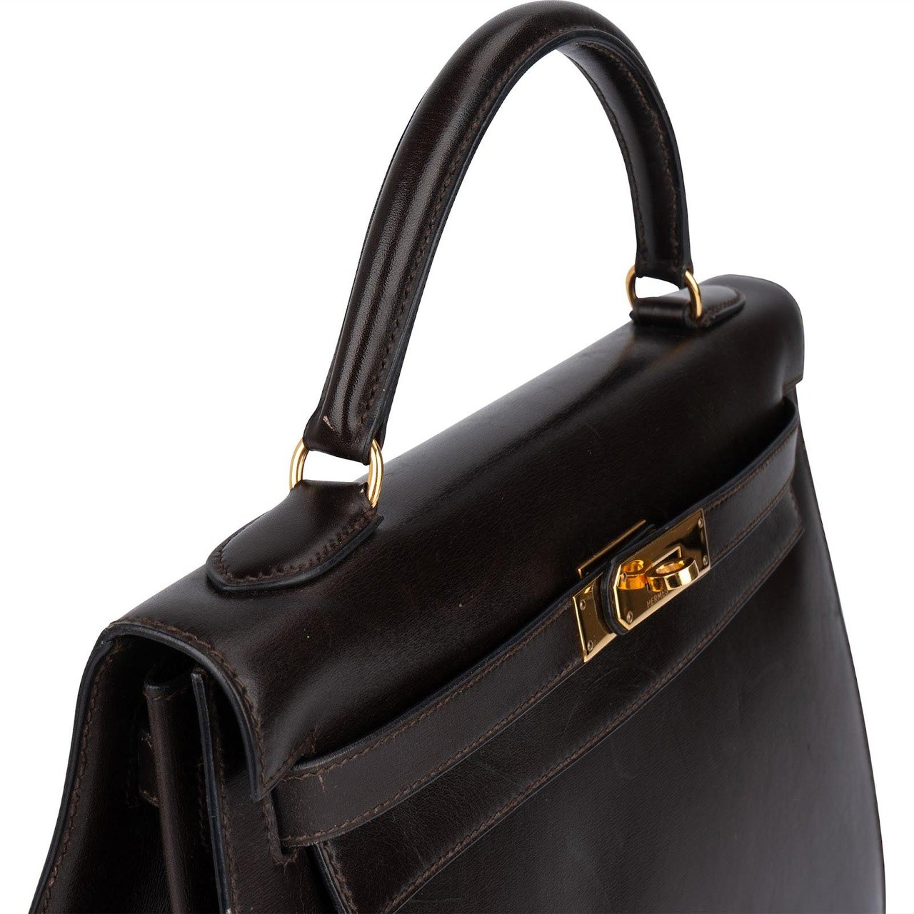 Hermès Hermès Box Calf Leather Kelly 32 Handbag Bruin