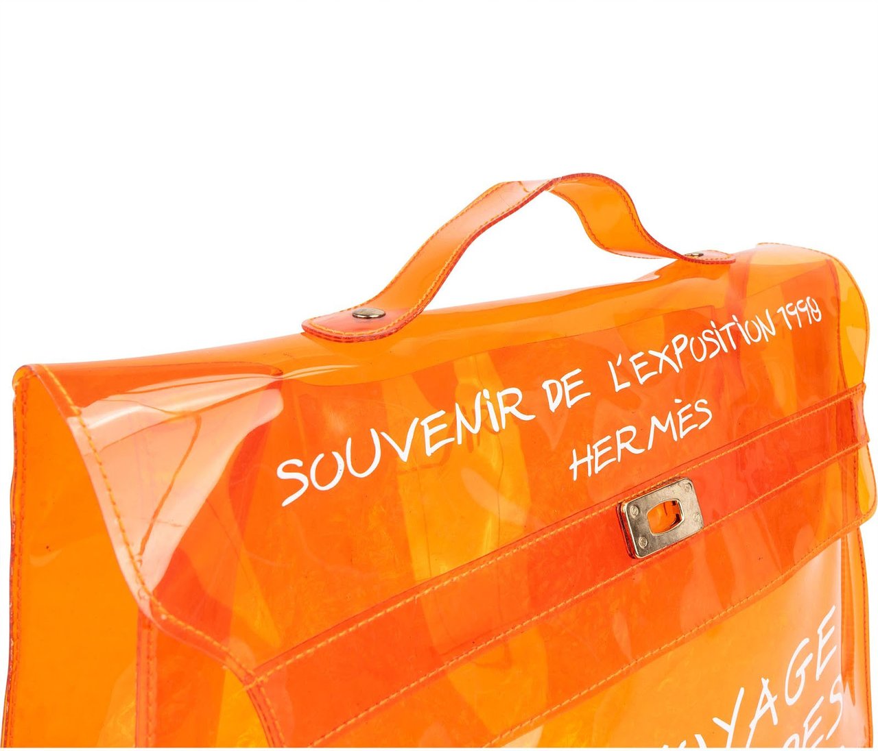 Hermès Hermès Vinyl Transparent Kelly Souvenir 1998 Handbag Oranje