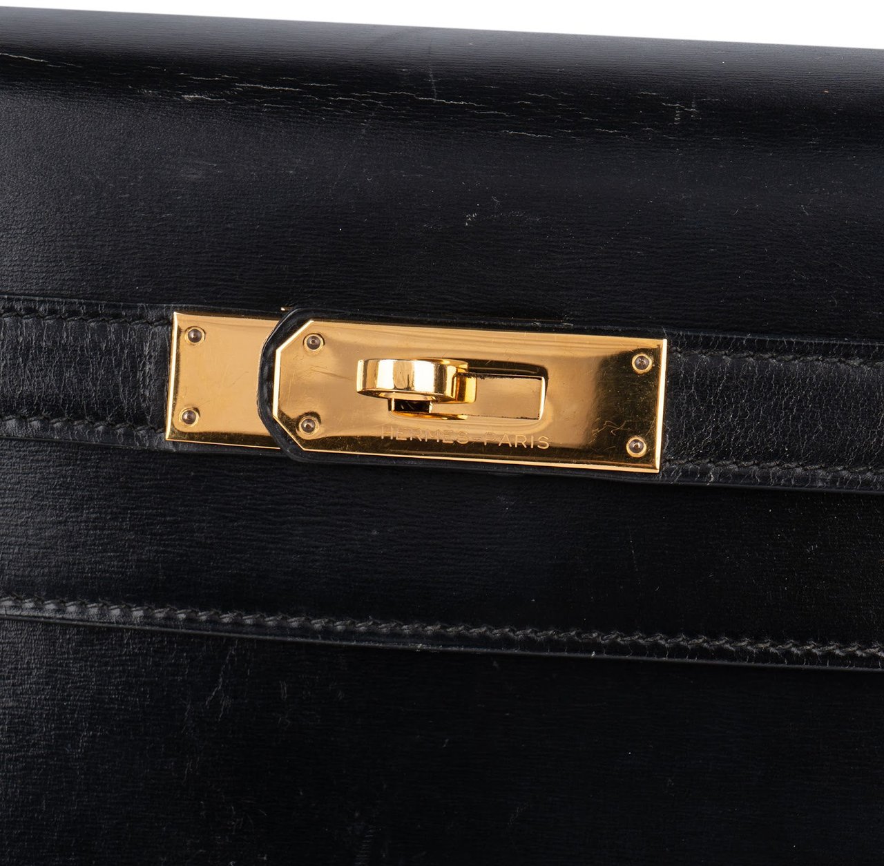 Hermès Hermès Noir Box Calf Leather Kelly 32 Handbag Zwart