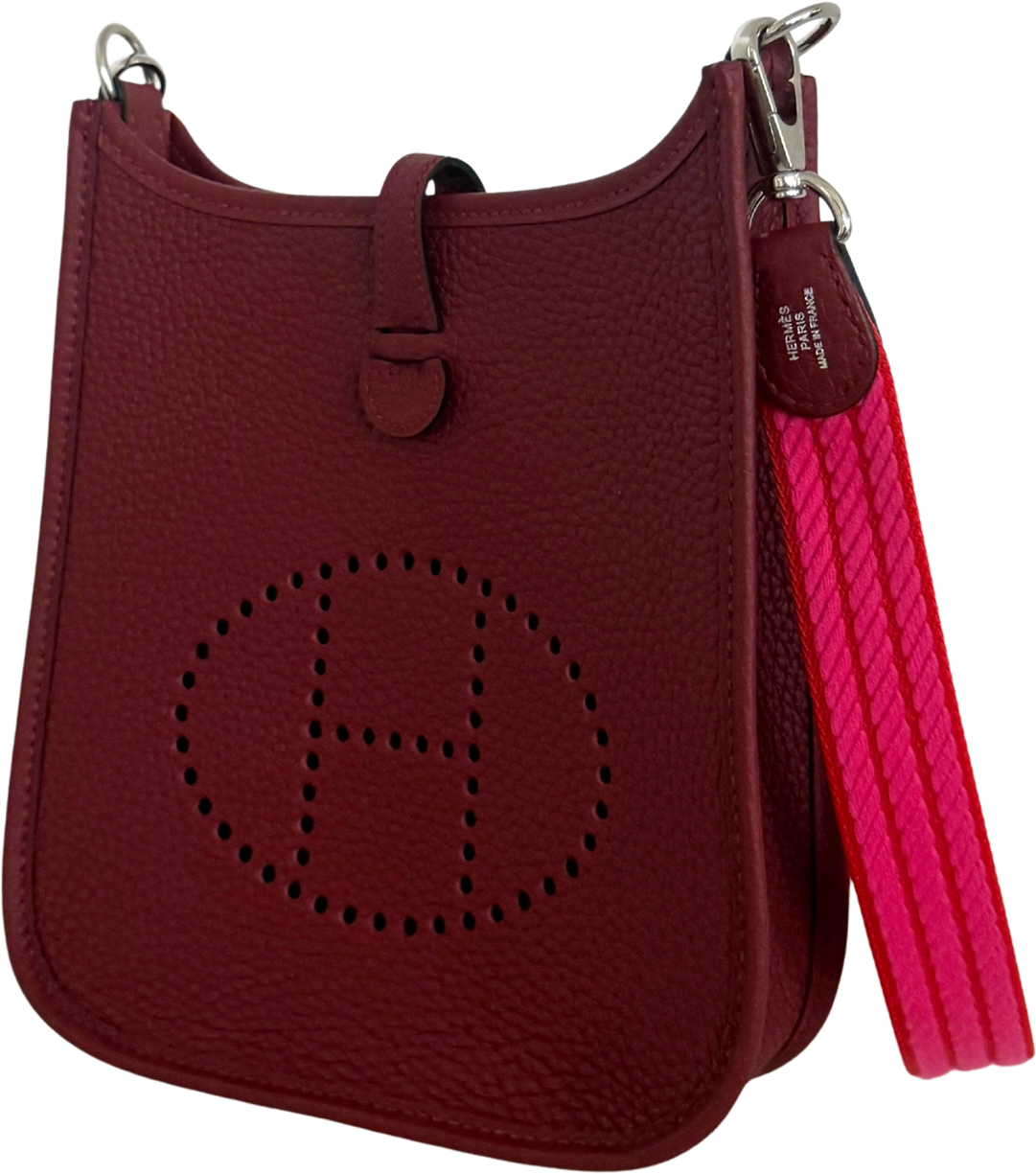 Hermès Hermès 16 Amazone Clemence/Sangle Rot Orange Paladium Fullset / neuwertig Rood