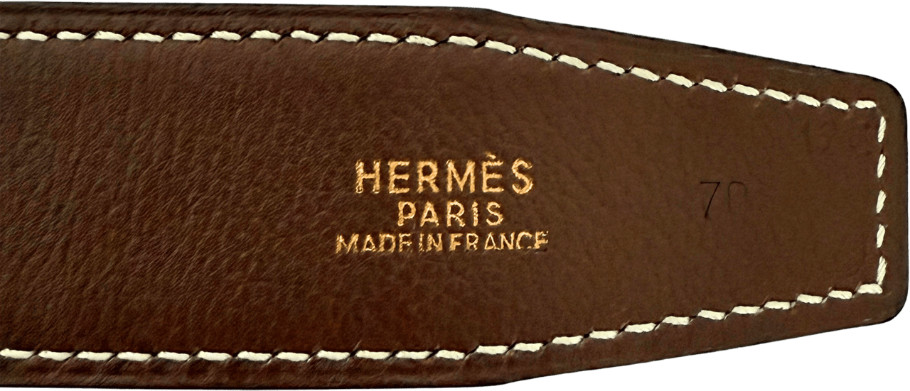Hermès Hermès Gürtelschließe H und Wendbarer Gürtelriemen Braun Schwarz 70cm / sehr gut Bruin