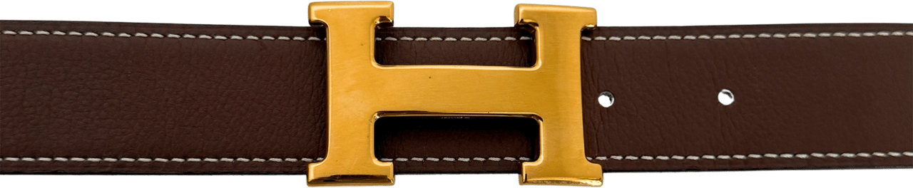 Hermès Hermès Gürtelschließe H und Wendbarer Gürtelriemen Braun Schwarz 70cm / sehr gut Bruin