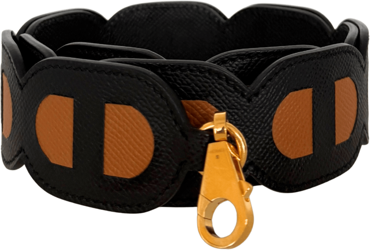Hermès Hermès Schulterriemen Maillons Noir Gold 92 Fullset / neuwertig Zwart