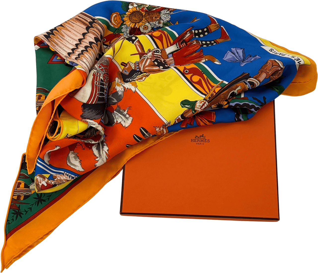Hermès Hermès Dreieckstuch Kashina Orange Gelb / sehr gut Oranje