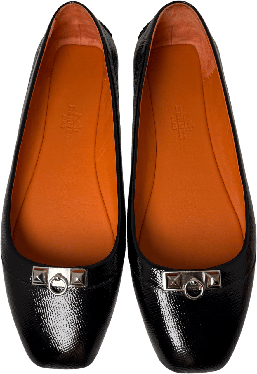 Hermès Hermès Liberty Ballerinas Größe 39 1/2 Schwarz / sehr gut Zwart