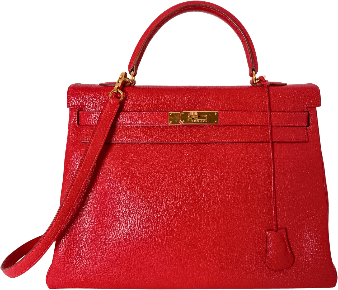 Hermès Hermès Vintage Chèvre Mysore Retourné 35 Kelly Bag Rouge Vif goldene Hardware / sehr gut Rood