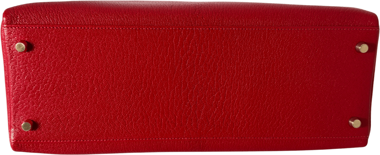 Hermès Hermès Vintage Chèvre Mysore Retourné 35 Kelly Bag Rouge Vif goldene Hardware / sehr gut Rood
