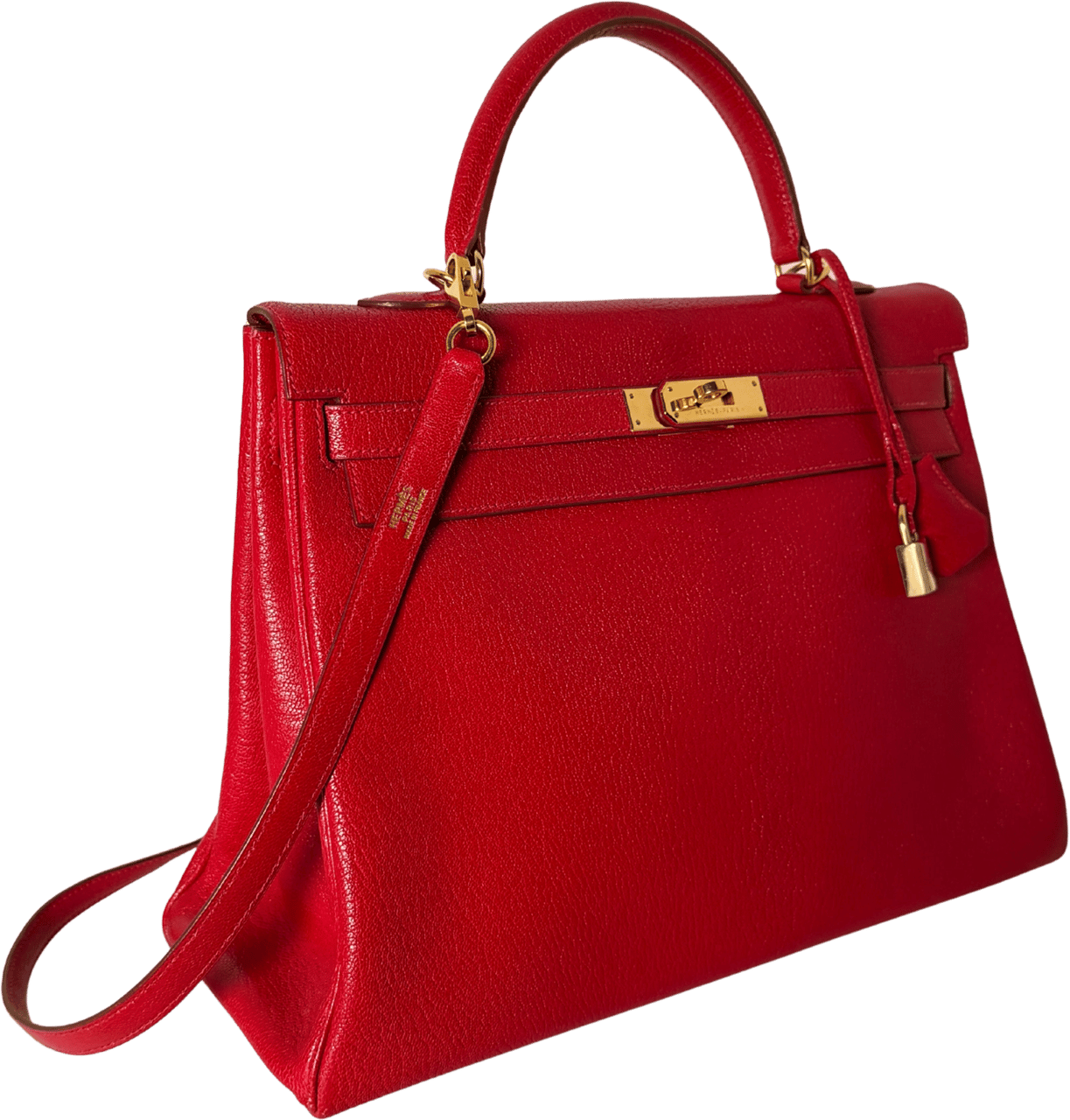 Hermès Hermès Vintage Chèvre Mysore Retourné 35 Kelly Bag Rouge Vif goldene Hardware / sehr gut Rood