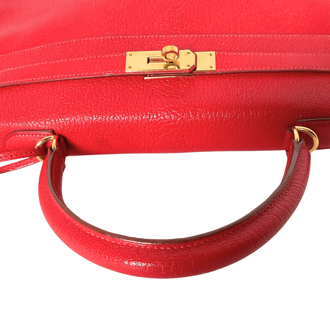 Hermès Hermès Vintage Chèvre Mysore Retourné 35 Kelly Bag Rouge Vif goldene Hardware / sehr gut Rood