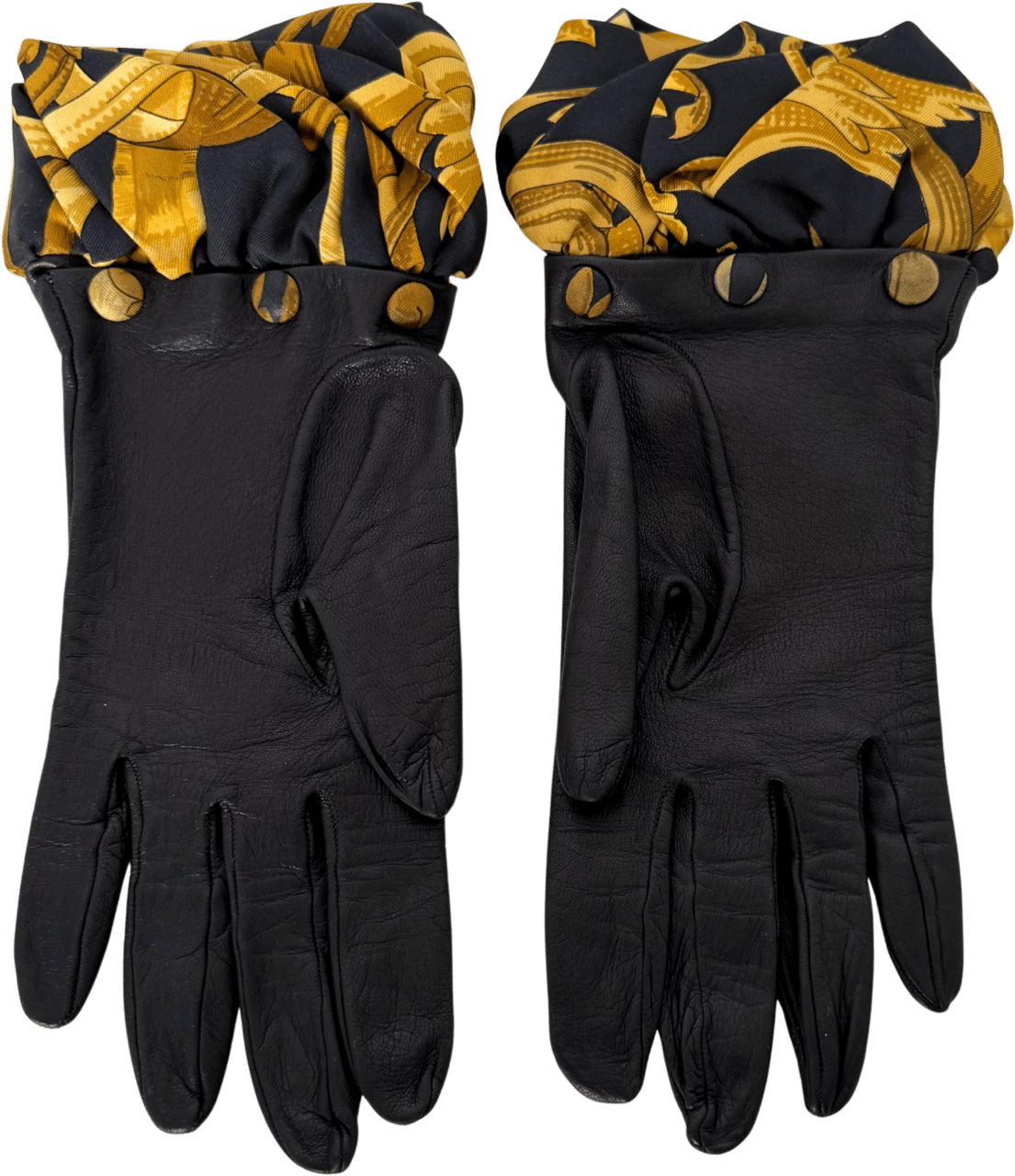 Hermès Hermès Lederhandschuhe mit Seidensaum Schwarz / neuwertig Zwart