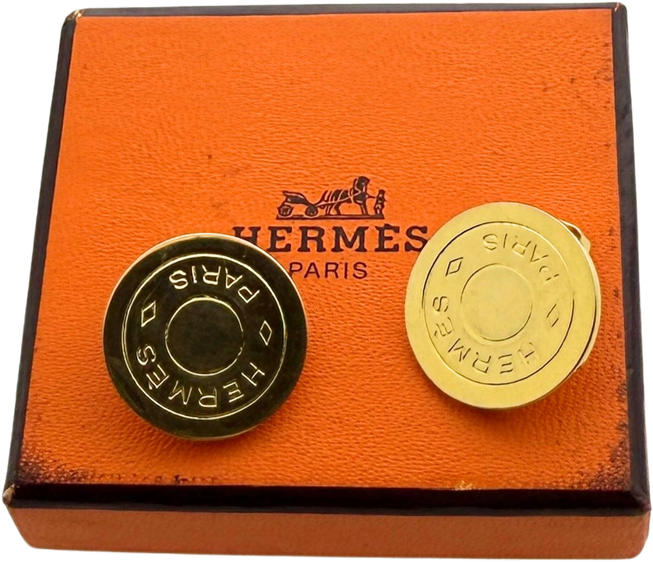 Hermès Hermès Clou de Selle Clip on Ohrringe Gold / sehr gut Goud