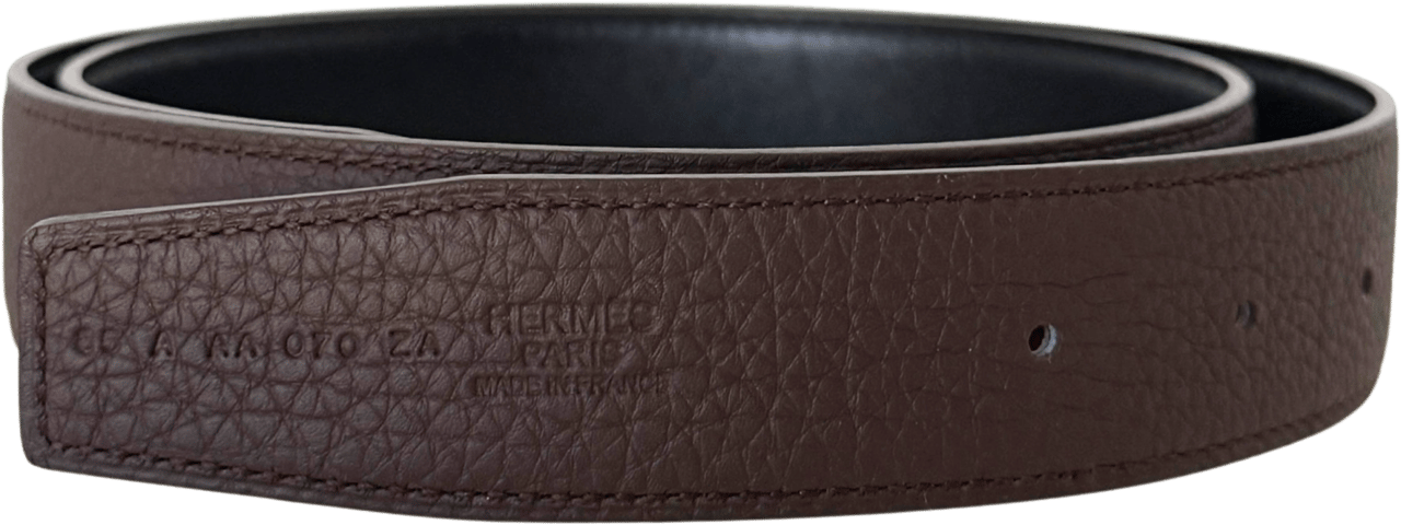 Hermès Hermès Cuir de ceinture réversible 32mm Togo 85cm Noir Chocolat Fullset / neuwertig Bruin