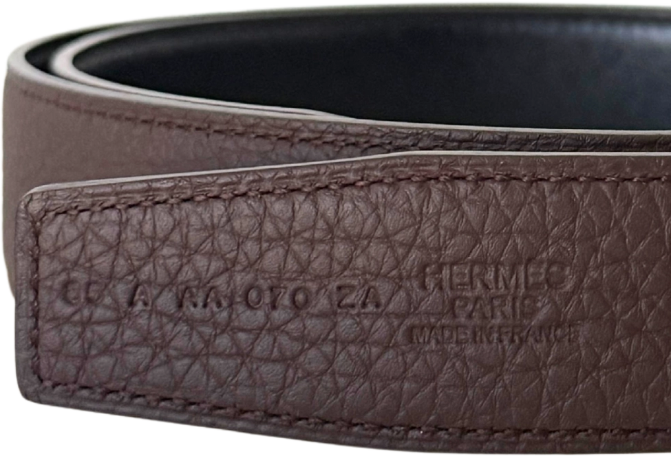 Hermès Hermès Cuir de ceinture réversible 32mm Togo 85cm Noir Chocolat Fullset / neuwertig Bruin