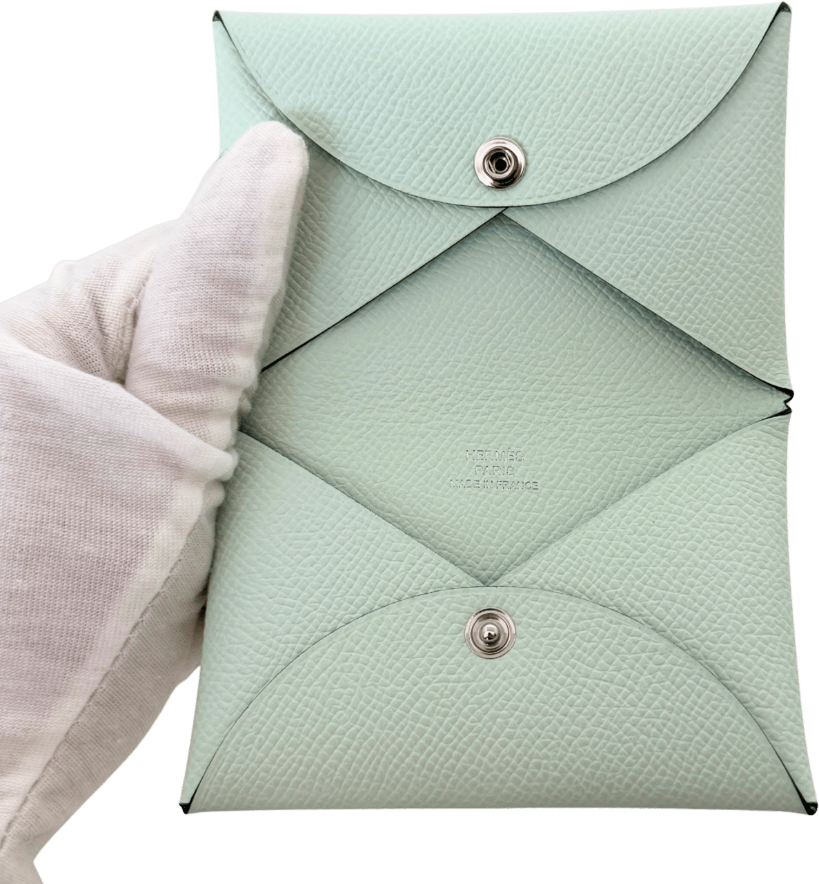 Hermès Hermès Kartenetui Calvi Duo Compact Vert Peppermint Fullset / neuwertig Groen