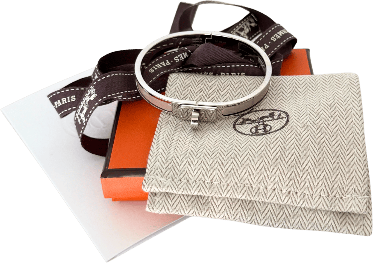 Hermès Hermès Mini Clic Kelly Armreif Marron Glacé Fullset / neuwertig Zilver