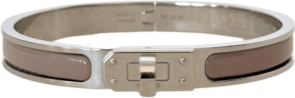 Hermès Hermès Mini Clic Kelly Armreif Marron Glacé Fullset / neuwertig Zilver