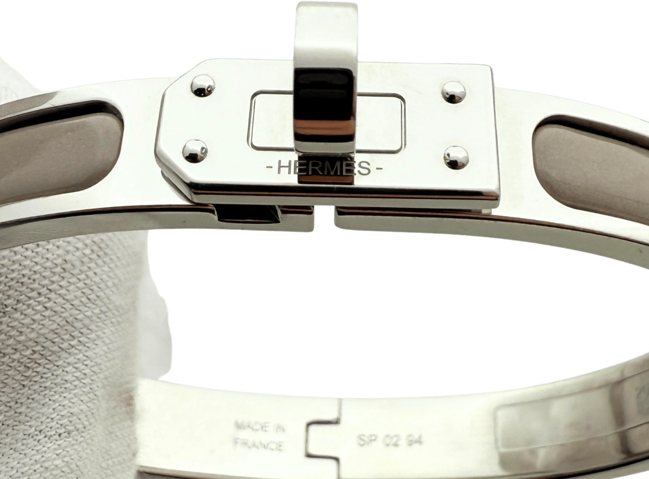 Hermès Hermès Mini Clic Kelly Armreif Marron Glacé Fullset / neuwertig Zilver
