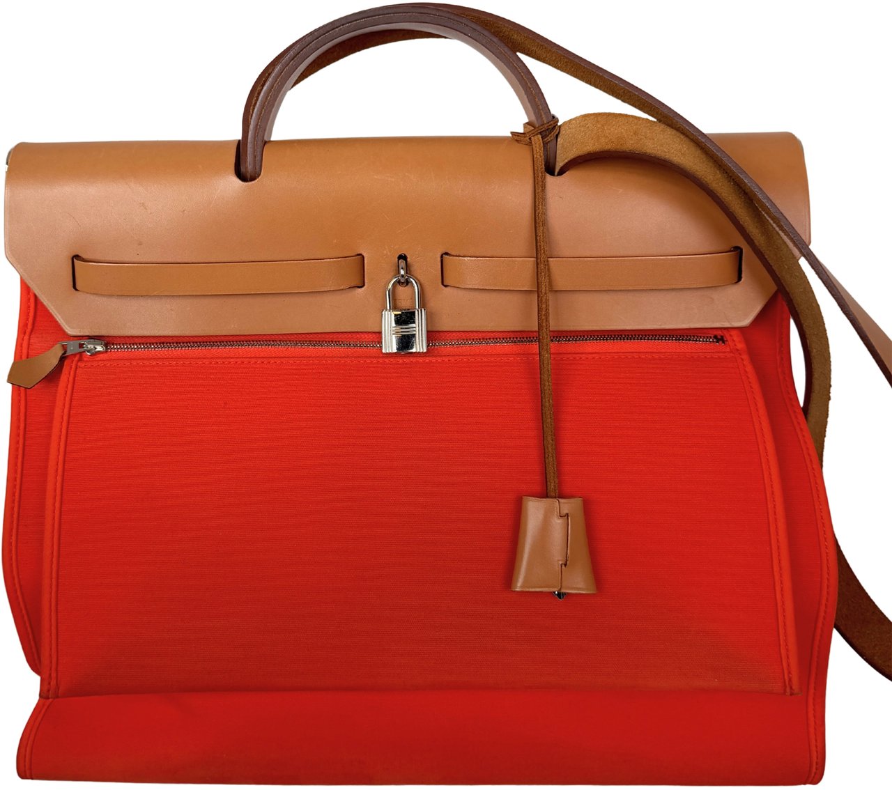 Hermès Hermès Herbag Zip 39 Palladium Hardware Ginger / Natural Fullset 2024 / mint condition Oranje