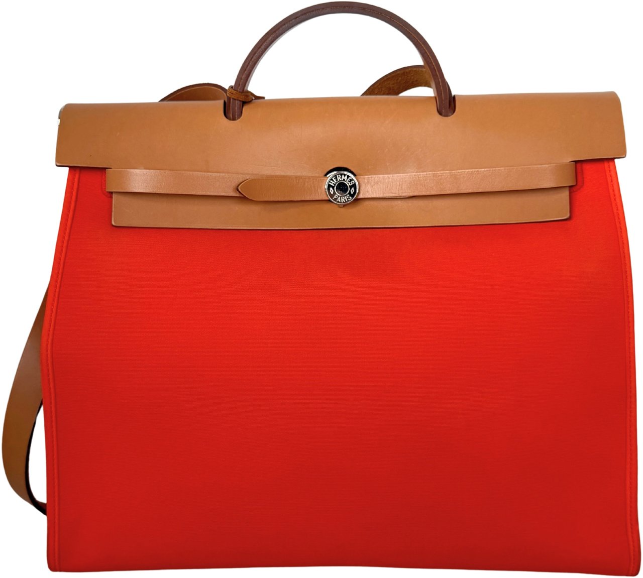Hermès Hermès Herbag Zip 39 Palladium Hardware Ginger / Natural Fullset 2024 / mint condition Oranje