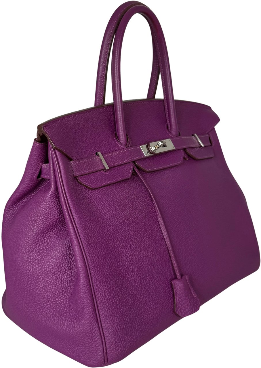 Hermès ANGEBOT DER WOCHE Hermès Birkin Bag 35 Togo Leder lila Palladium Hardware 2014 / sehr gut Bruin