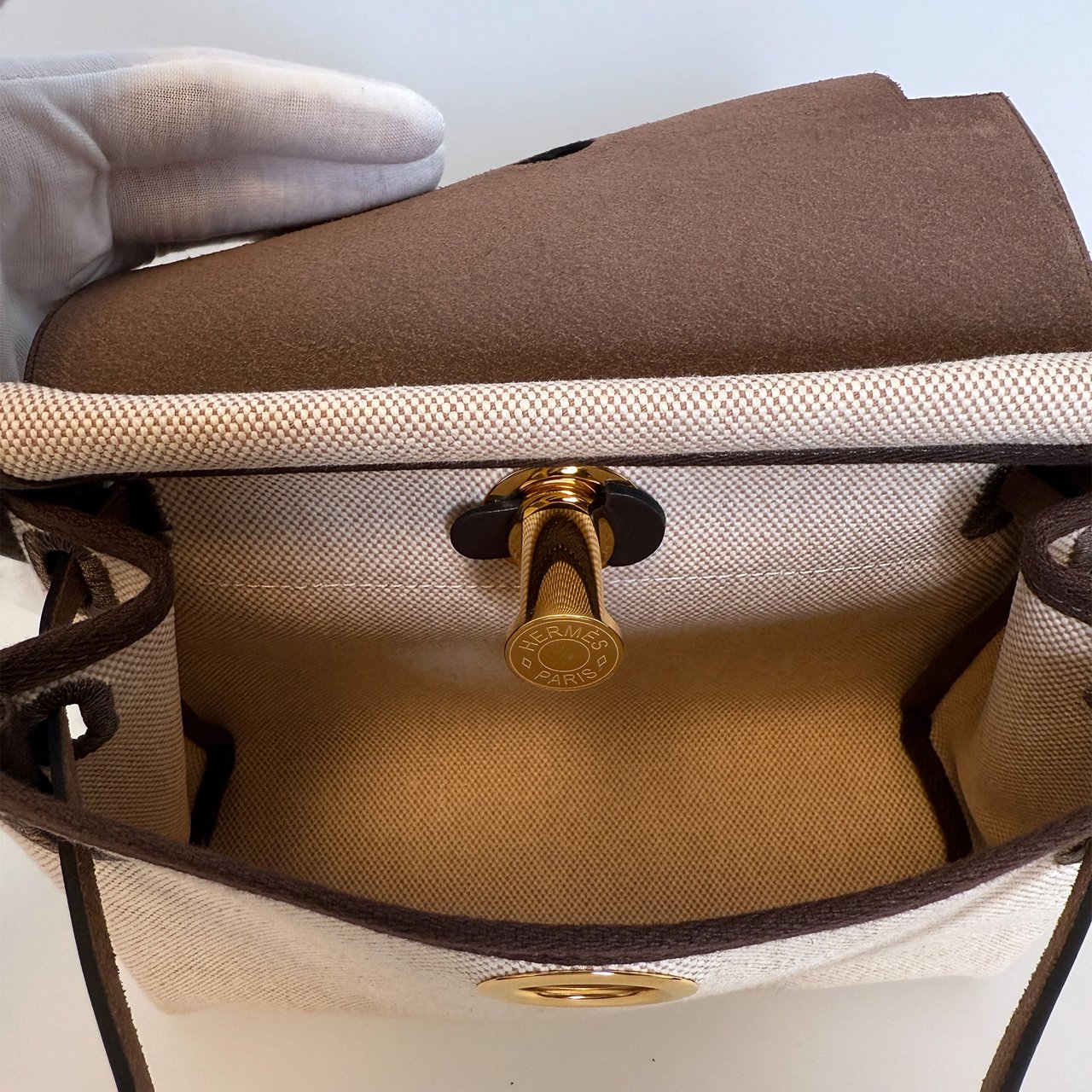 Hermès Herbag Zip 20 Mini Ecru Beige GHW Fullset / neuwertig Beige