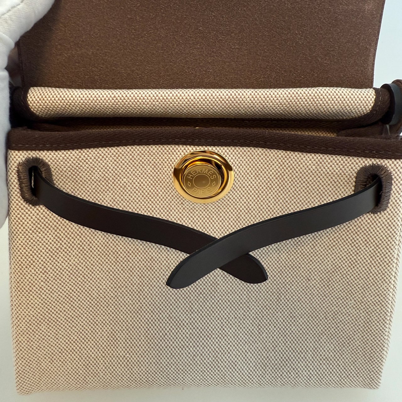 Hermès Herbag Zip 20 Mini Ecru Beige GHW Fullset / neuwertig Beige