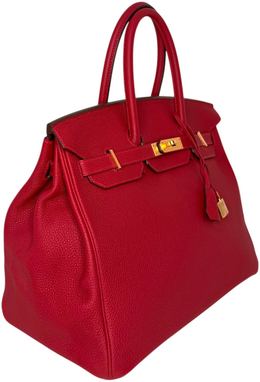 Hermès Birkin Bag 35 Togo Leder Rouge Vif goldene Hardware 2020 Rood