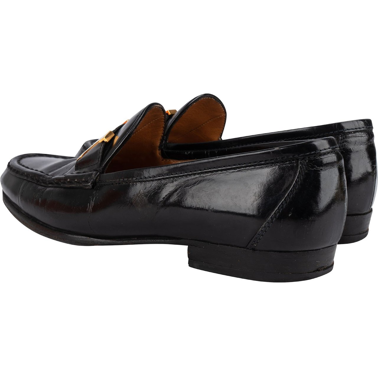 Hermès Brown Grained Leather Paris Mokassins Loafers (36,5) Zwart