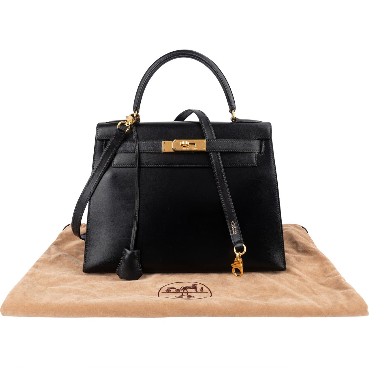 Hermès Box Calf Sellier Kelly 28 Handbag Zwart