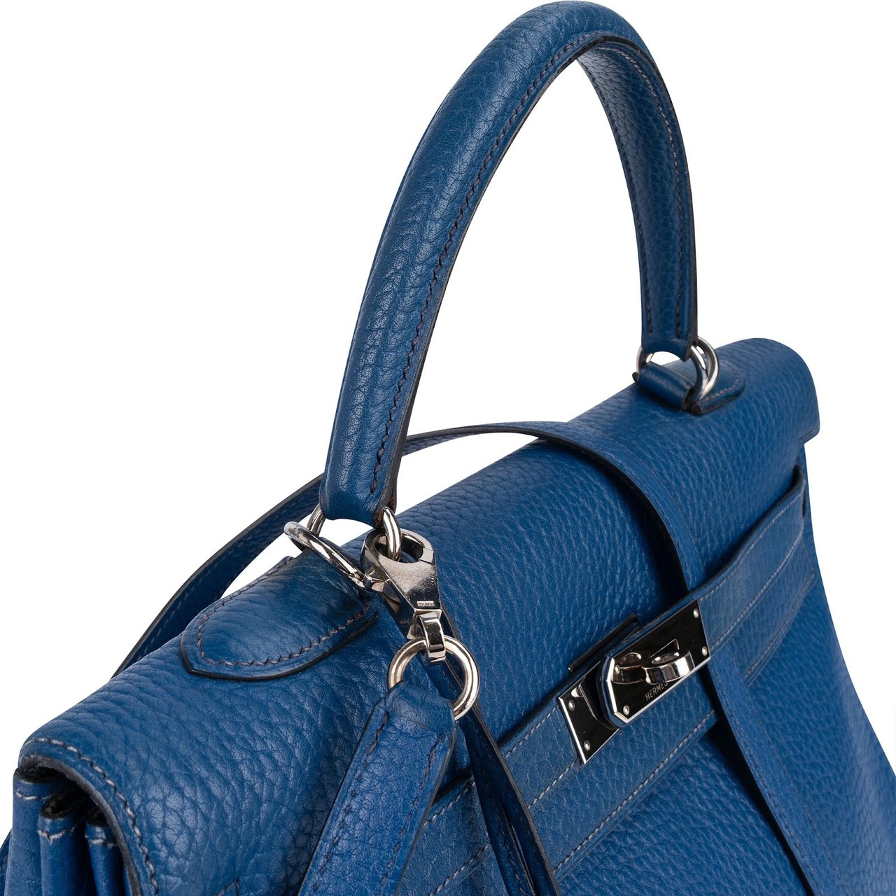 Hermès Hermès Bleu Togo Leather Kelly Retourne 35 Handbag Blauw