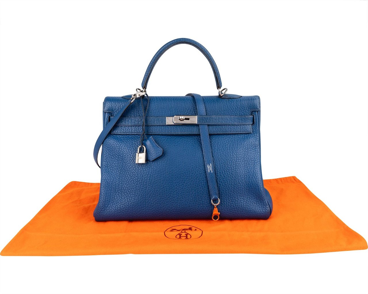 Hermès Hermès Bleu Togo Leather Kelly Retourne 35 Handbag Blauw