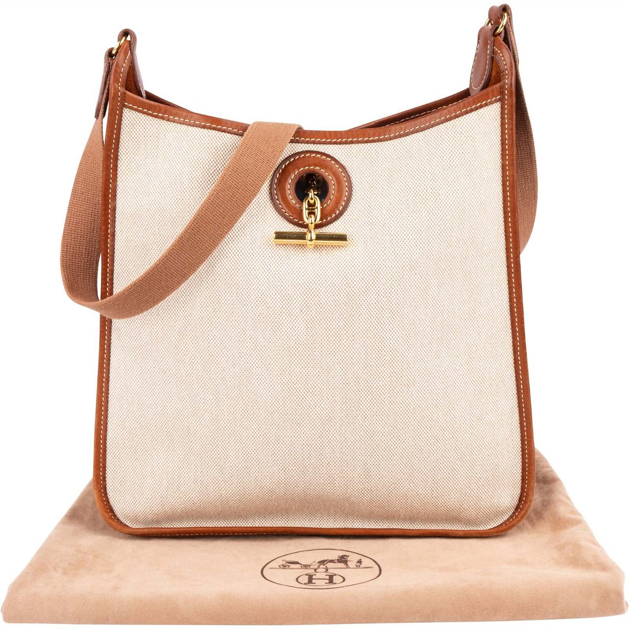 Hermès Hermès Toile Vespa PM Shoulder Bag Beige