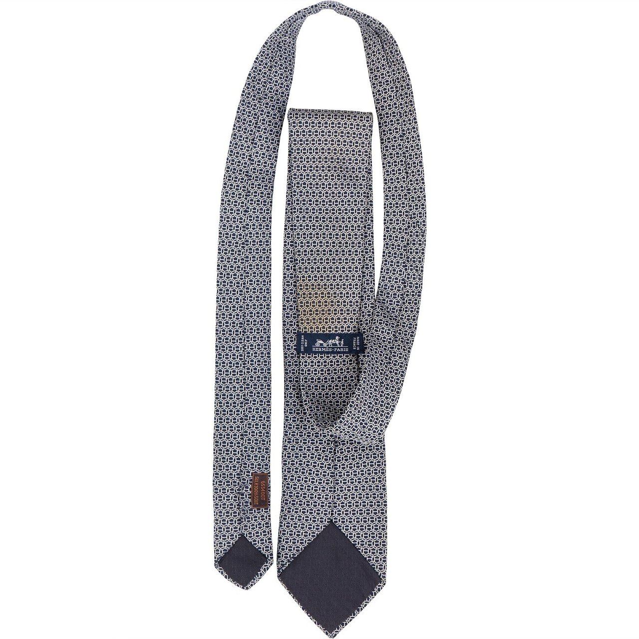 Hermès Hermès H Pattern Silk Tie Krawatte Navy