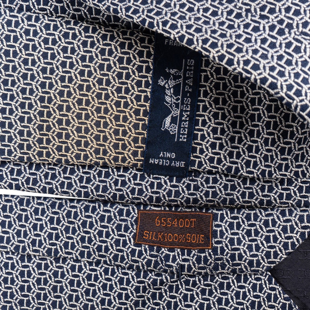 Hermès Hermès H Pattern Silk Tie Krawatte Navy