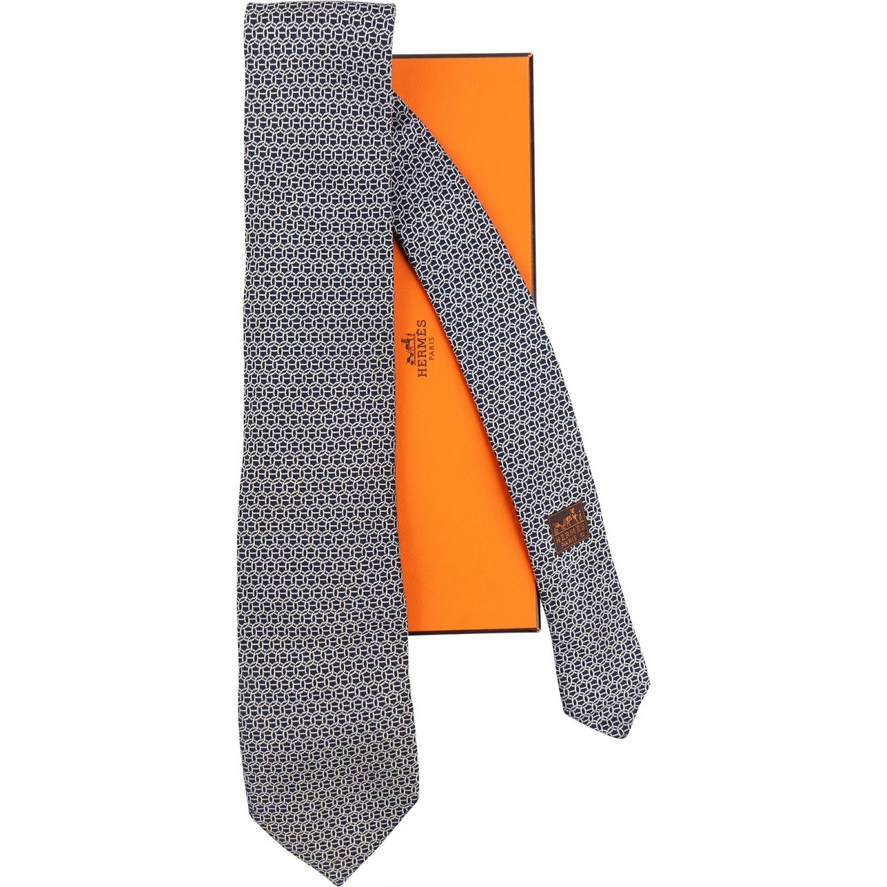Hermès Hermès H Pattern Silk Tie Krawatte Navy
