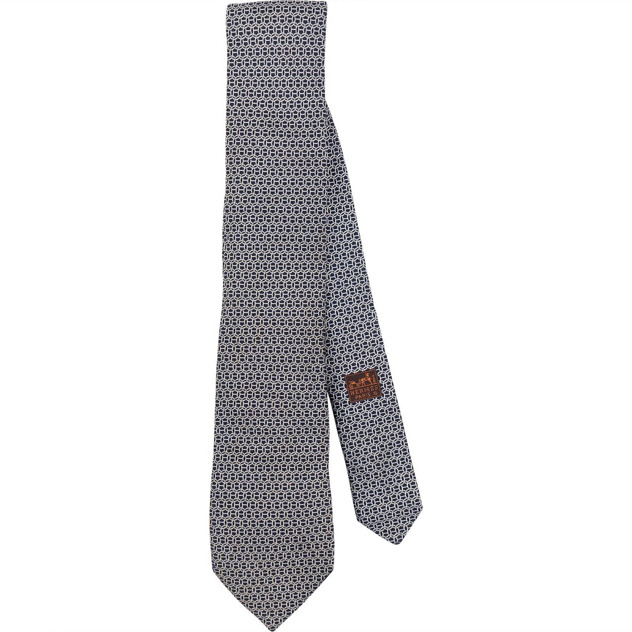 Hermès Hermès H Pattern Silk Tie Krawatte Navy