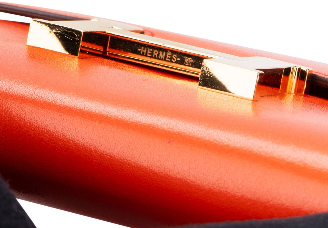 Hermès Constance Compact Orange Poppy Wallet Oranje